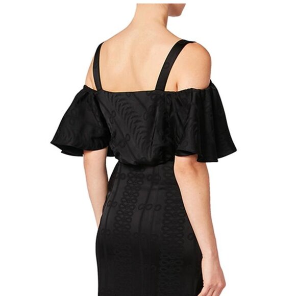 Temperley London NWT Erika Black Cold Shoulder Silk Blend Maxi Dress US2/UK6 - Picture 3 of 4